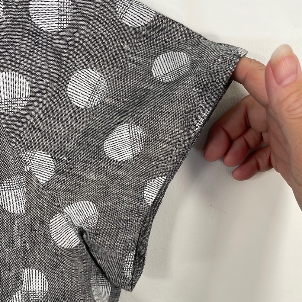 Habitat 100% Linen Gray and White Polka Dot Linen Shift Mini Dress Sz‎ M - Picture 9 of 10